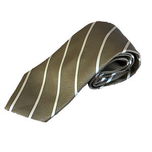 Mens MICHAEL KORS 100% Silk Necktie Designer STRIPED Tan Brown Cream